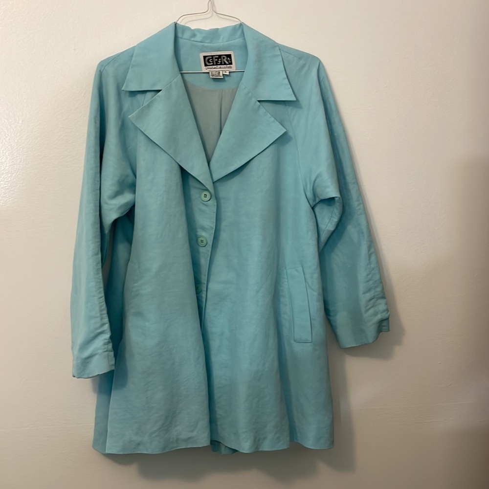 CFR Christian Francis Roth light blue blazer coat size 4 linen blend